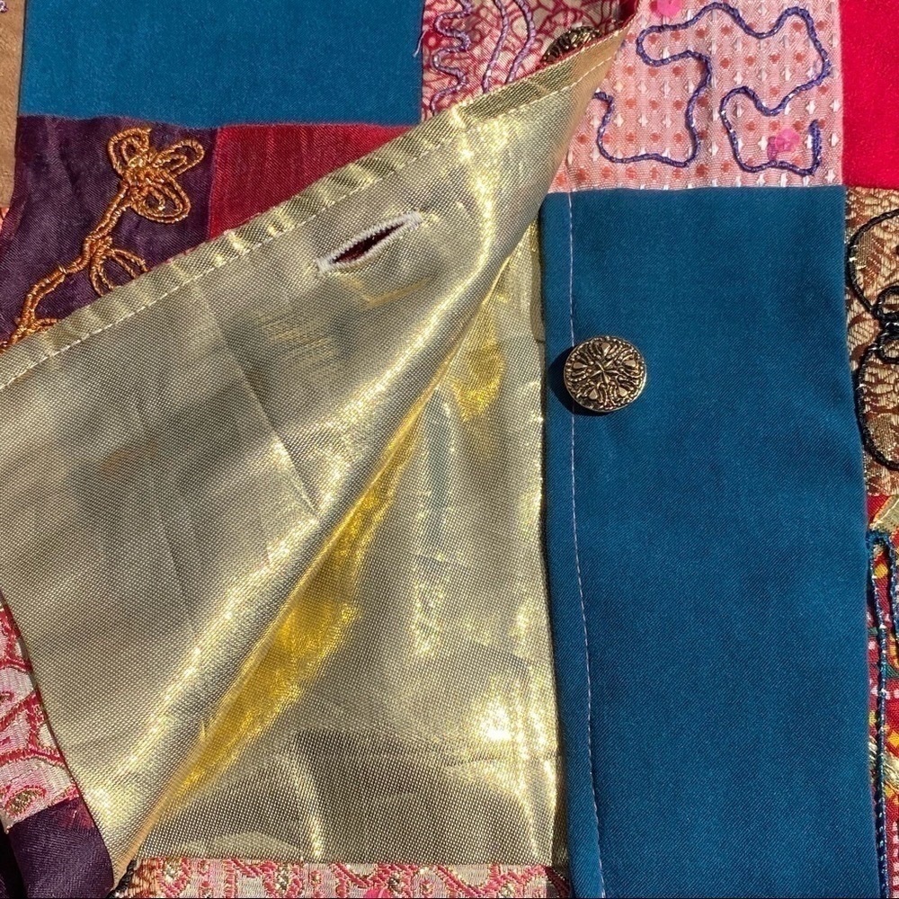 Vintage Alex Kim Wearable Art Patchwork Colorblock Sequined Jacket Petite Large - Picture 8 of 12